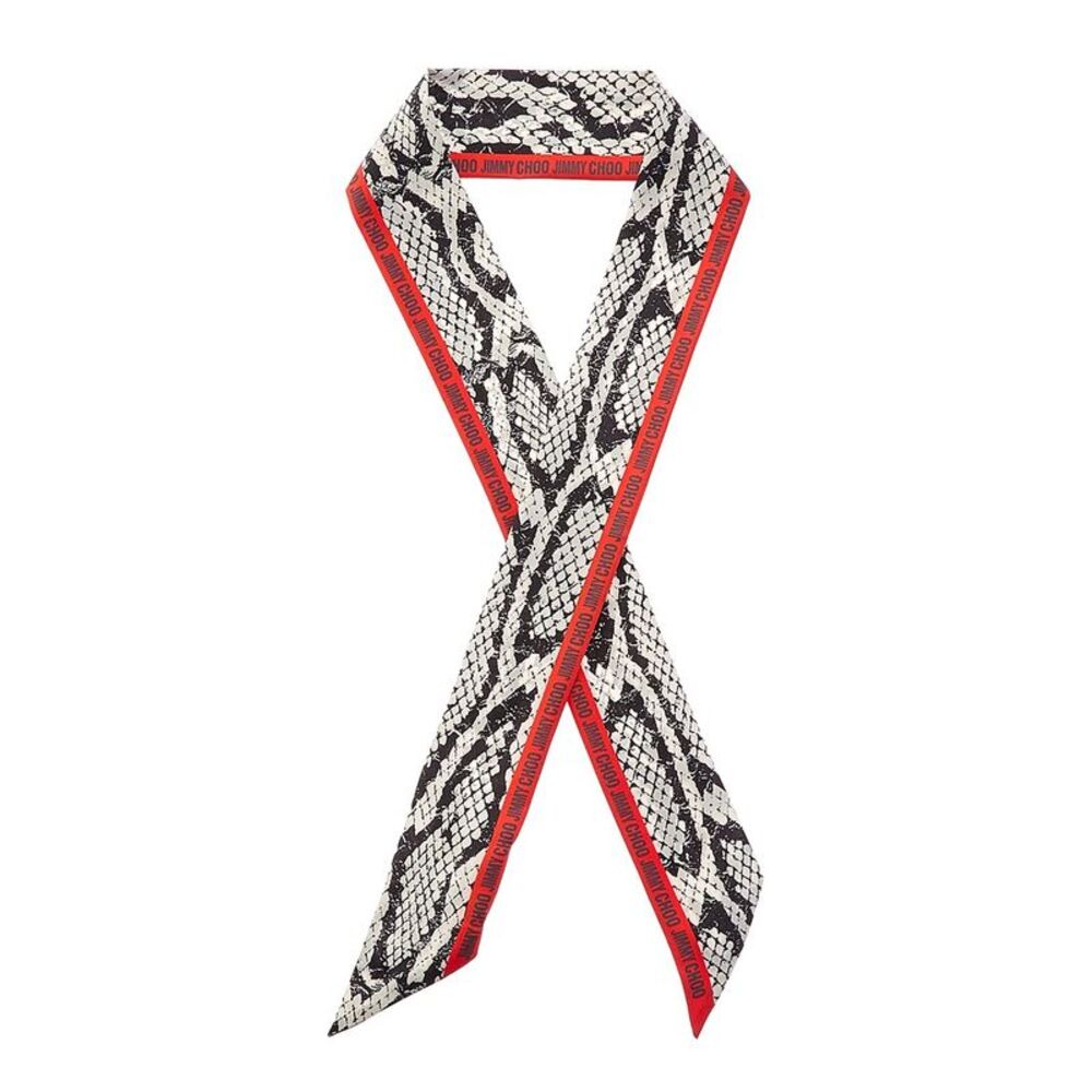 Jimmy Choo Logo Silk Scarf, Black